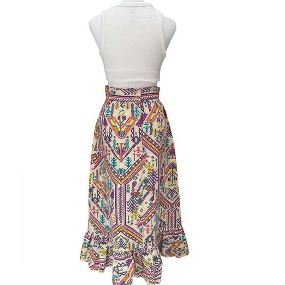 Charm of Hollywood Vintage 60s/70s Boho Aztec Flounce Skirt - Picture 5 of 14